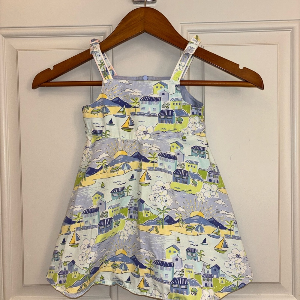 Gymboree White, Light Blue, Yellow Girls' Sailboat Print Sundress